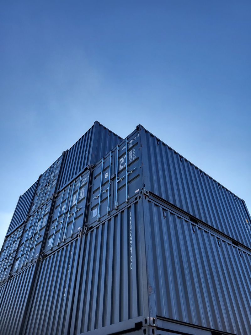 Shipping containers in a logistics yard
